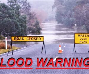 flood warning road sign