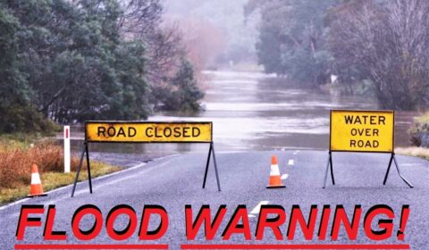 flood warning road sign