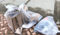 clear garbage bags front
