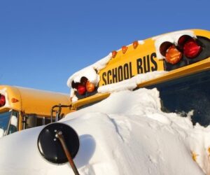 school buses snow