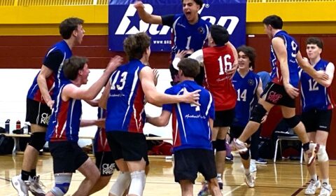 Players celebrate their championship in typical style.