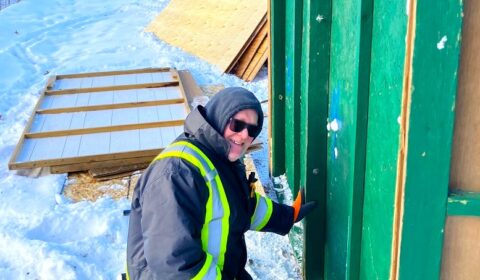 Dave Ducharme didn't let the cold deter him from putting together the tax collector's stop.