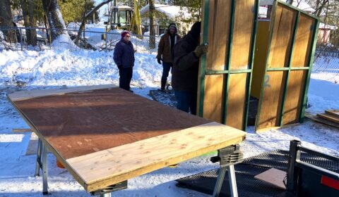 It's been a busy week putting up all the buildings and scenery behind the legion.