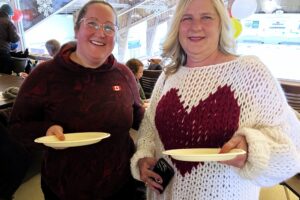 Team Canada fan Maggie Elesko and and Sonja MacDonald. enjoyed breakfast.
