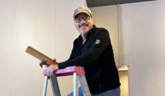 Photographer Terry Hrynyk was all smiles up the ladder.