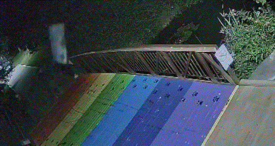 Rainbow Bridge Sign into Water